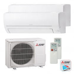 Mitsubishi Electric WDXH-HA40 VFK – Multi split – Wand-unit – 4,0 kW (met 2 binnen-units 2x 2,5 kW) + WiFi)