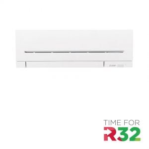 Mitsubishi Electric Wand-unit met R32 logo