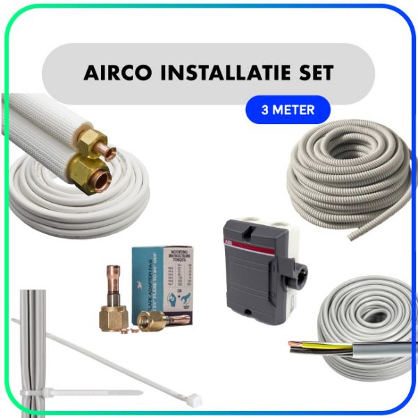 Airco installatie set – 1/4” x 1/2” – 3 meter
