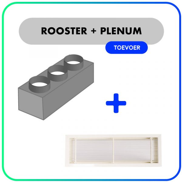 Wand-en-kanaalrooster-Toevoer-rooster-(uitblaas)-Inclusief-plenum