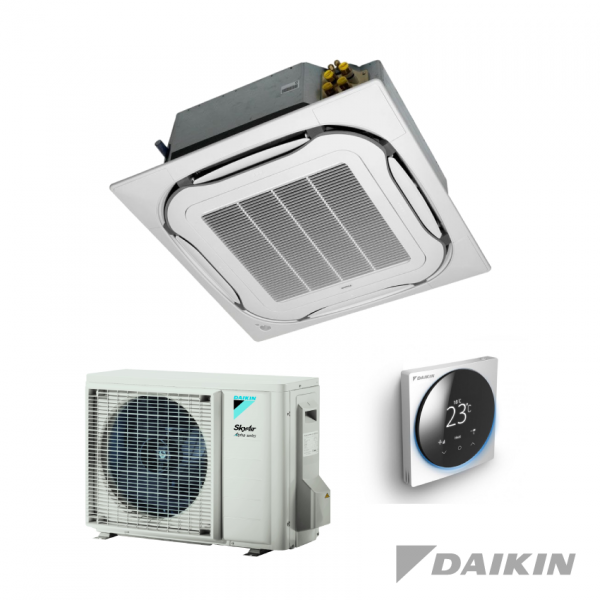 Daikin-FCAG100B+RZAG100NY1-Cassette-unit-10,0-kW-Standaardpaneel-wit-